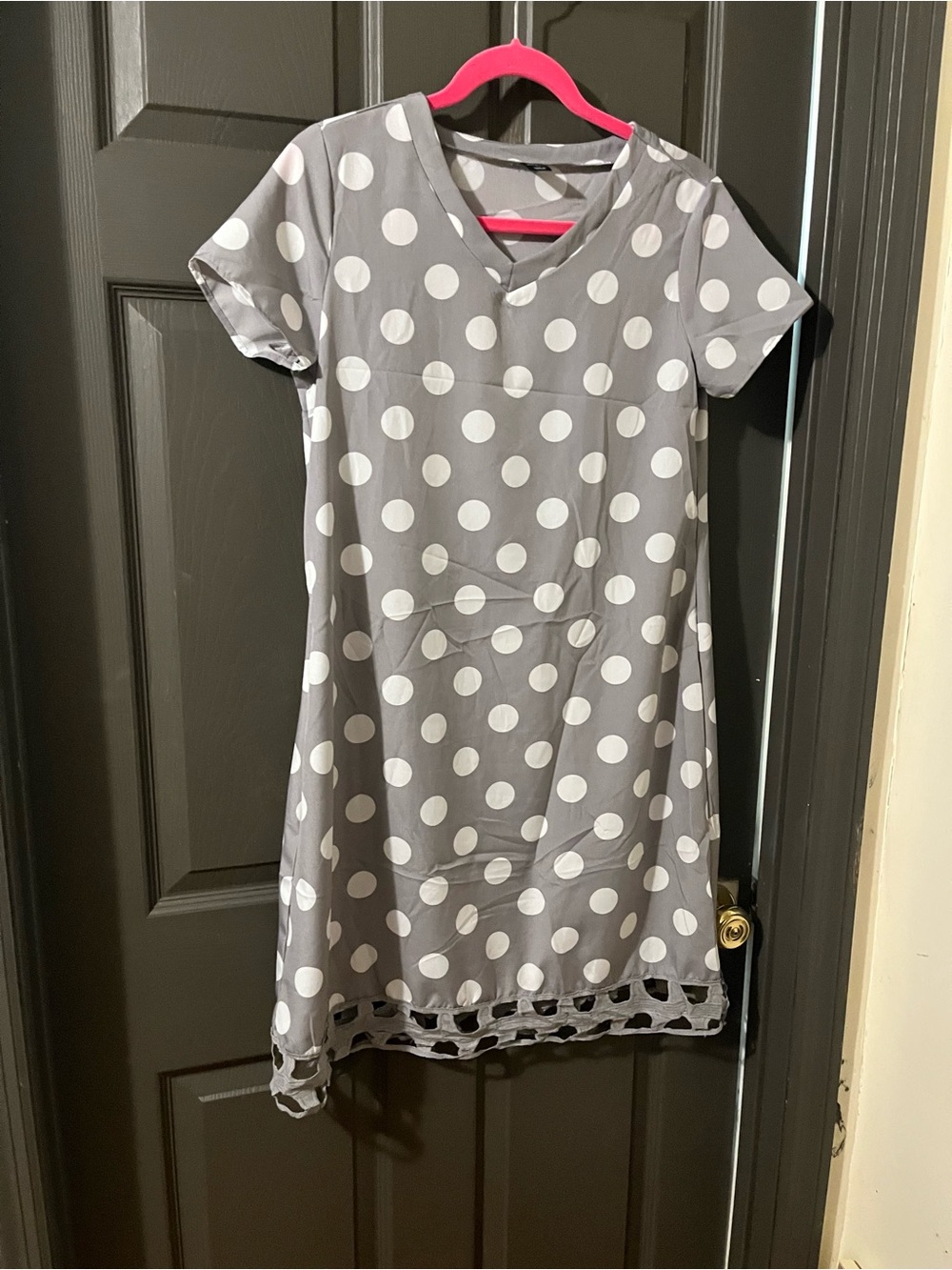 SHEIN Gray Dress with White Polka Dots